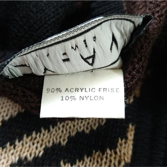 A Vintage Dylani Knitwear Zebra Leopard Print Brown Striped Full Zip Sweater L - Picture 10 of 10